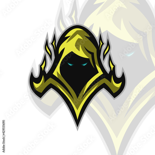 Vector Illustration of a Yellow robed Assassin for a sports team or group
