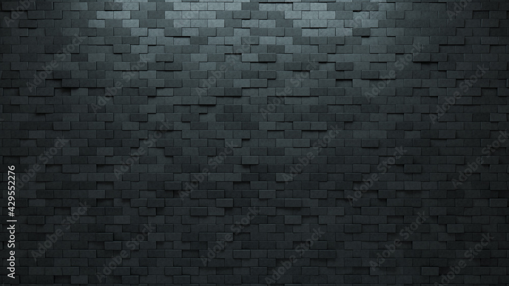 Semigloss Tiles arranged to create a 3D wall. Concrete, Futuristic Background formed from Rectangle blocks. 3D Render Semigloss Tiles arranged to create a 3D wall. Concrete, Futuristic Background formed from Rectangle blocks. 3D Render