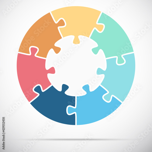 round puzzle, white base with 7 options