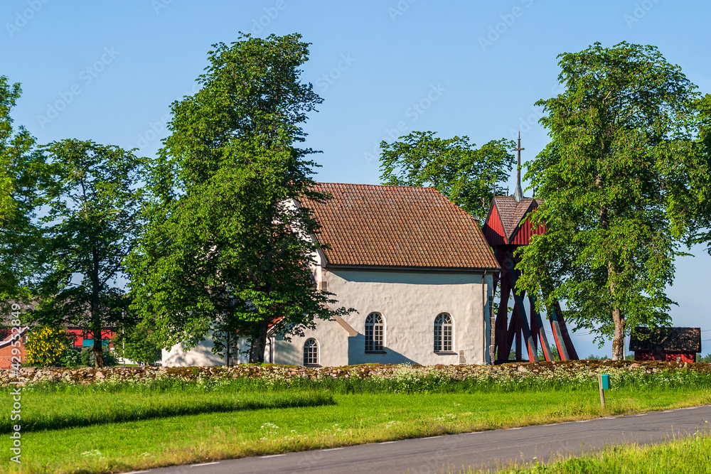 Countryside church by a road