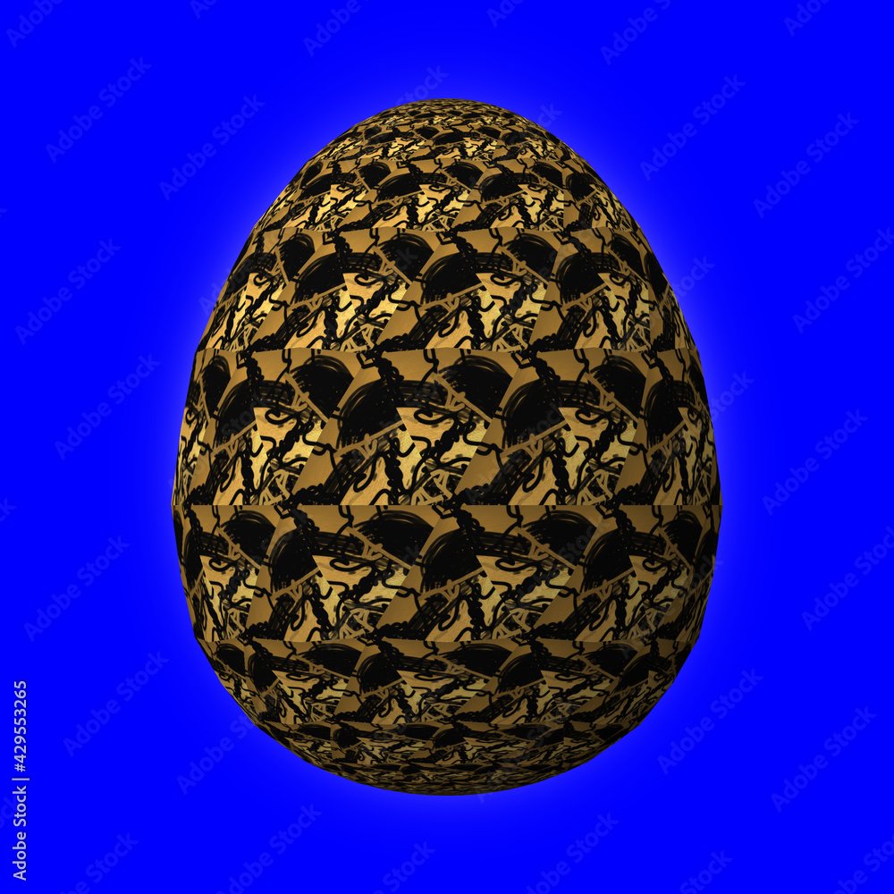 Colorful 3D easter egg on blue background Colorful 3D easter egg on blue background