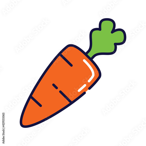 Illustration of carrot. Filled-outline icon of carrot.