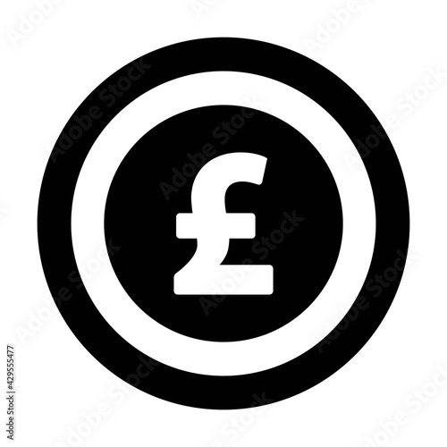 Pound icon vector currency symbol sign for for business and finance in a flat color glyph pictogram illustration