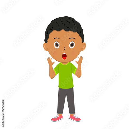 cute cartoon boy show surprise