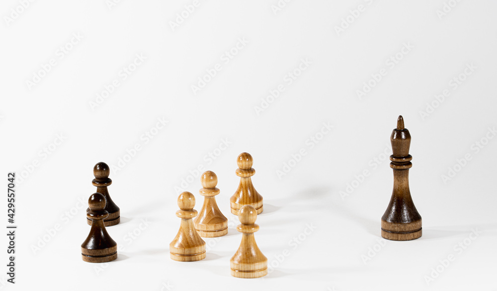 Chess pieces on white background