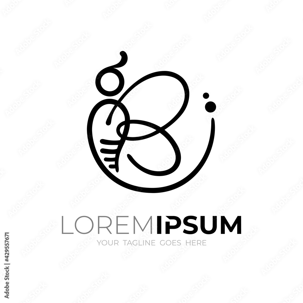 Fototapeta premium modern line design with bee icon, animal logos