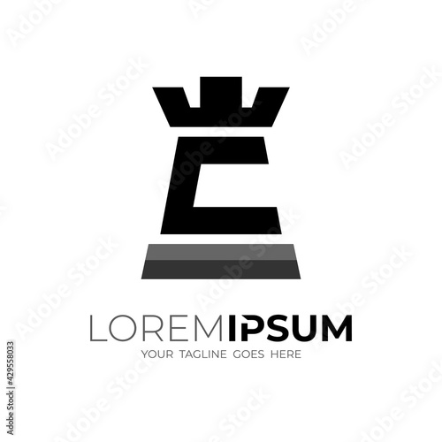 Modern Letter C logo and castle design illustration, building icon