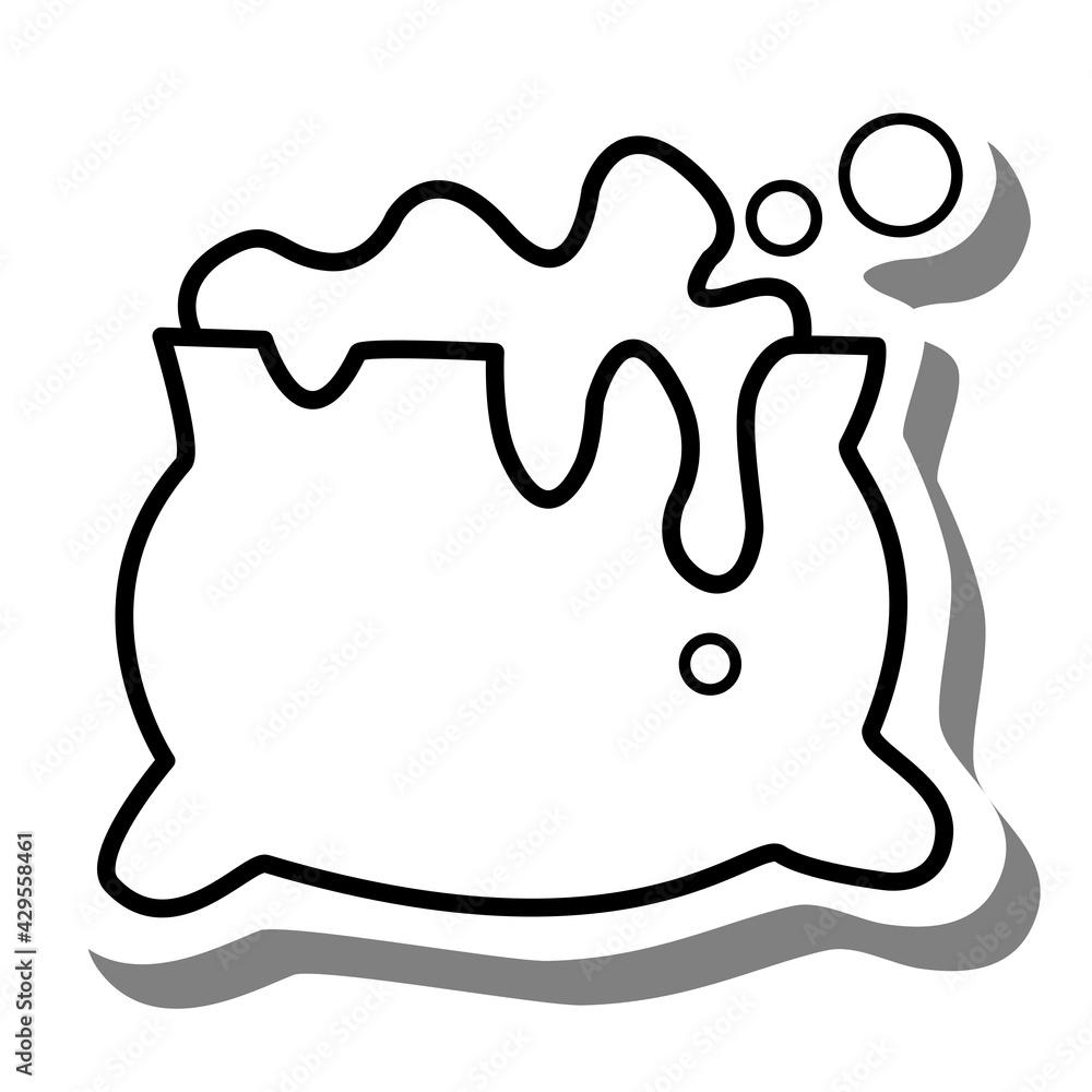Black line cartoon Pot on white silhouette and gray shadow. Icon Emoji for decoration or any design. Vector illustration of Halloween day. Black line cartoon Pot on white silhouette and gray shadow. Icon Emoji for decoration or any design. Vector illustration of Halloween day.