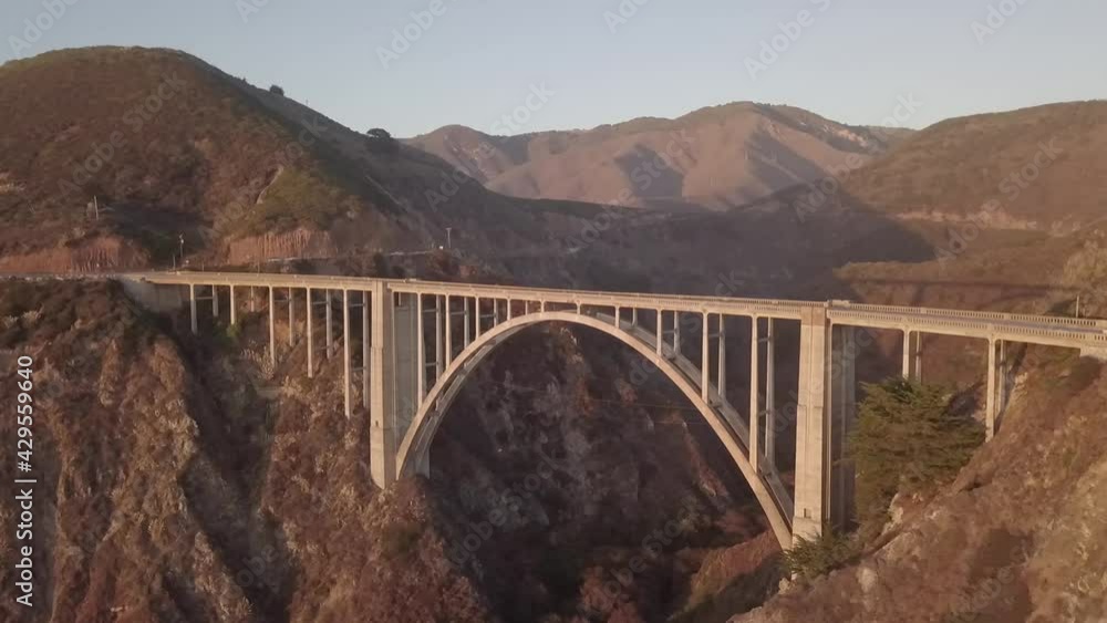 Bixby bridge pacific coast highway Big Sur California aerial view across route 1 landmark Bixby bridge pacific coast highway Big Sur California aerial view across route 1 landmark