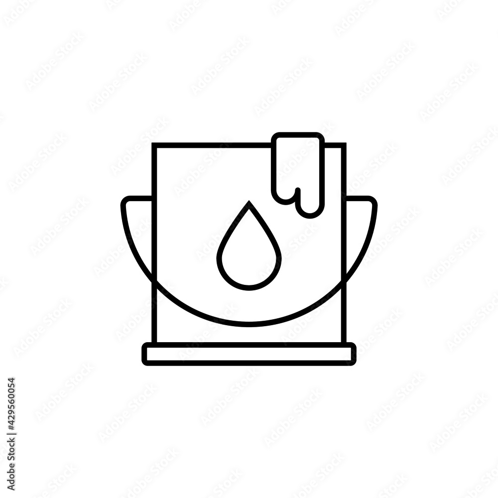 Fototapeta premium bucket paint icon in flat black line style, isolated on white background 