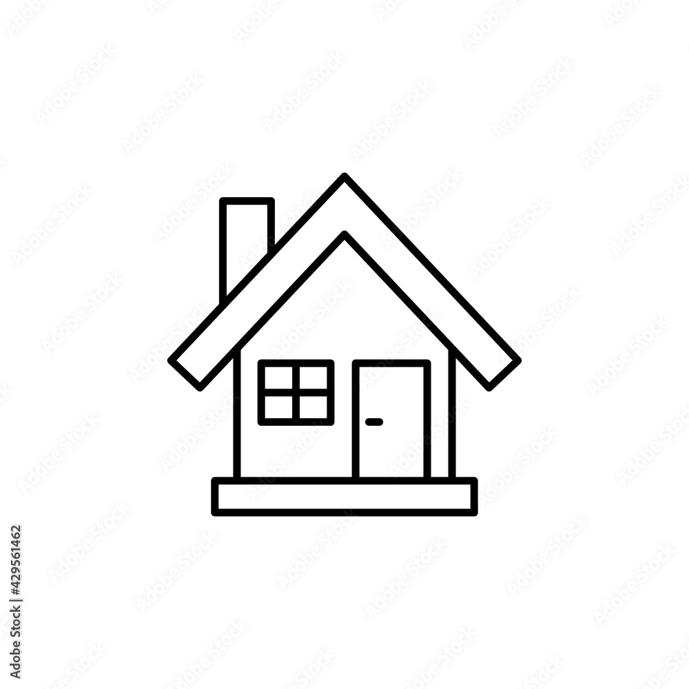 home, house icon in flat black line style, isolated on white background home, house icon in flat black line style, isolated on white background