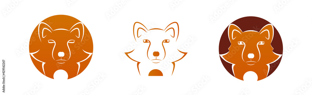 Cute fox head in a circle. Vector flat design logo concept template. Symbol of wildlife and being smart. Cute fox head in a circle. Vector flat design logo concept template. Symbol of wildlife and being smart.