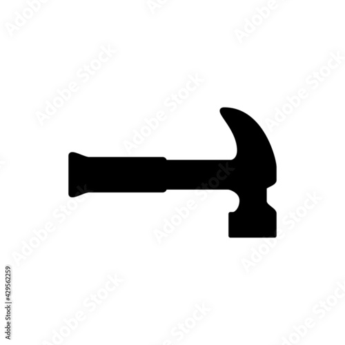 hammer icon in solid black flat shape glyph icon, isolated on white background 