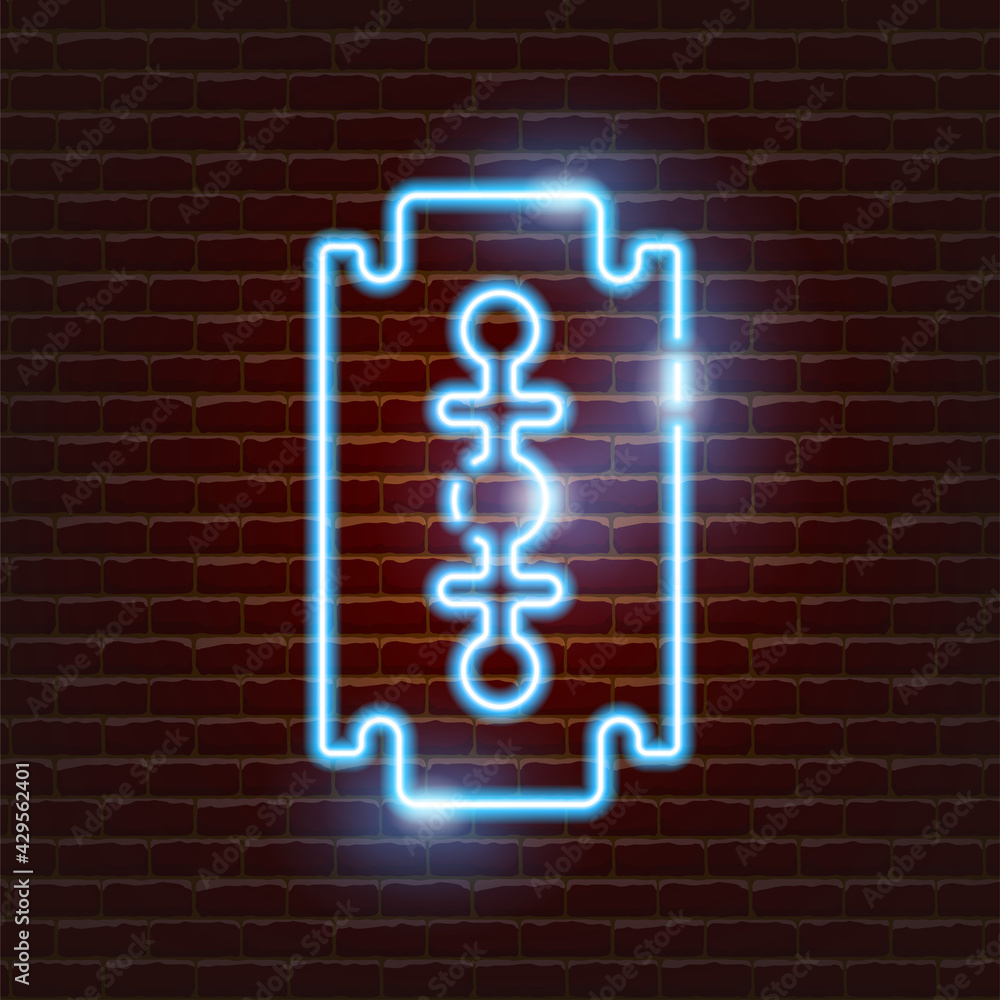 Reusable razor blade neon icon. Eco-friendly style. Zero waste concept. Reusable razor blade neon icon. Eco-friendly style. Zero waste concept.