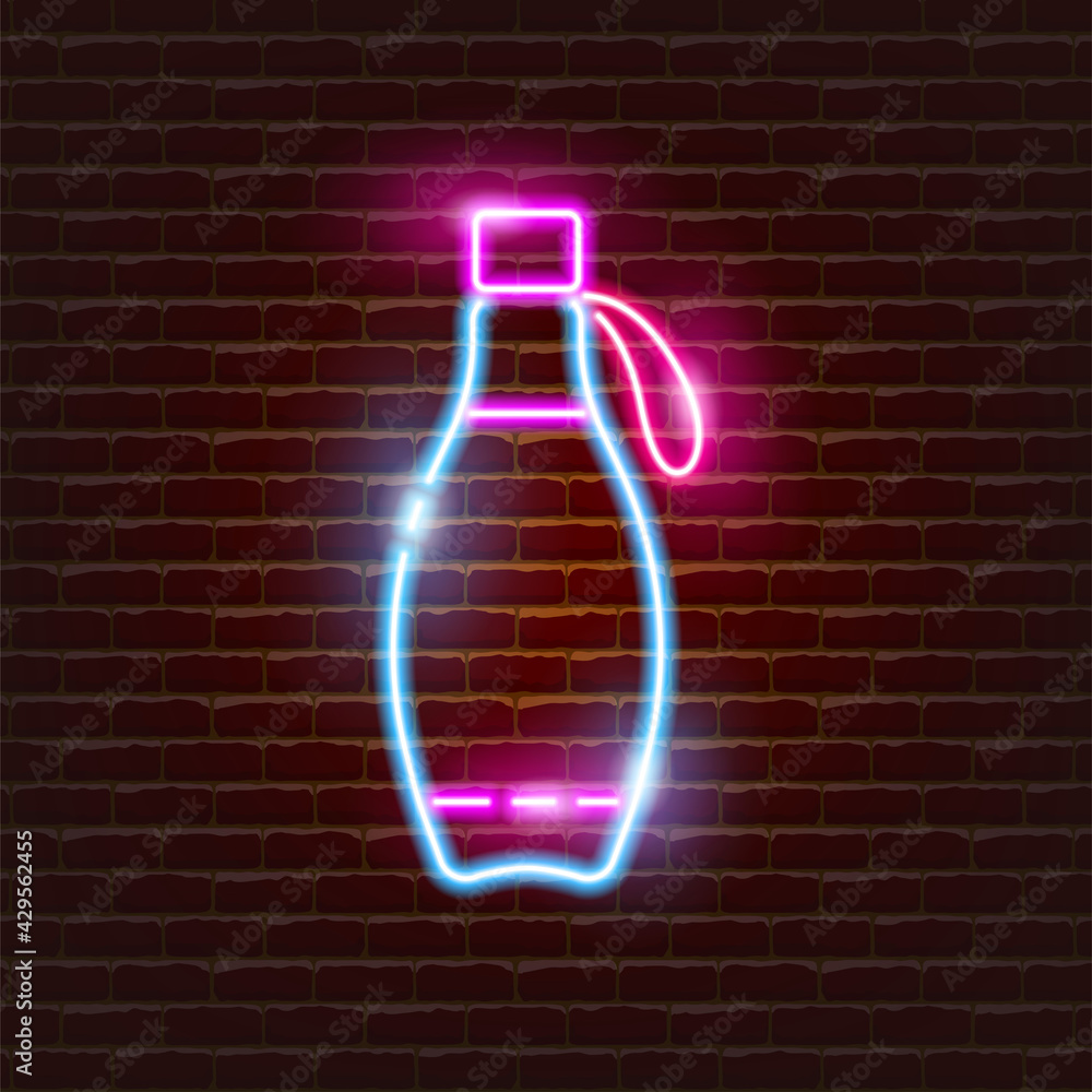 Thermos bottle neon icon. Eco friendly style. Zero waste concept. Thermos bottle neon icon. Eco friendly style. Zero waste concept.