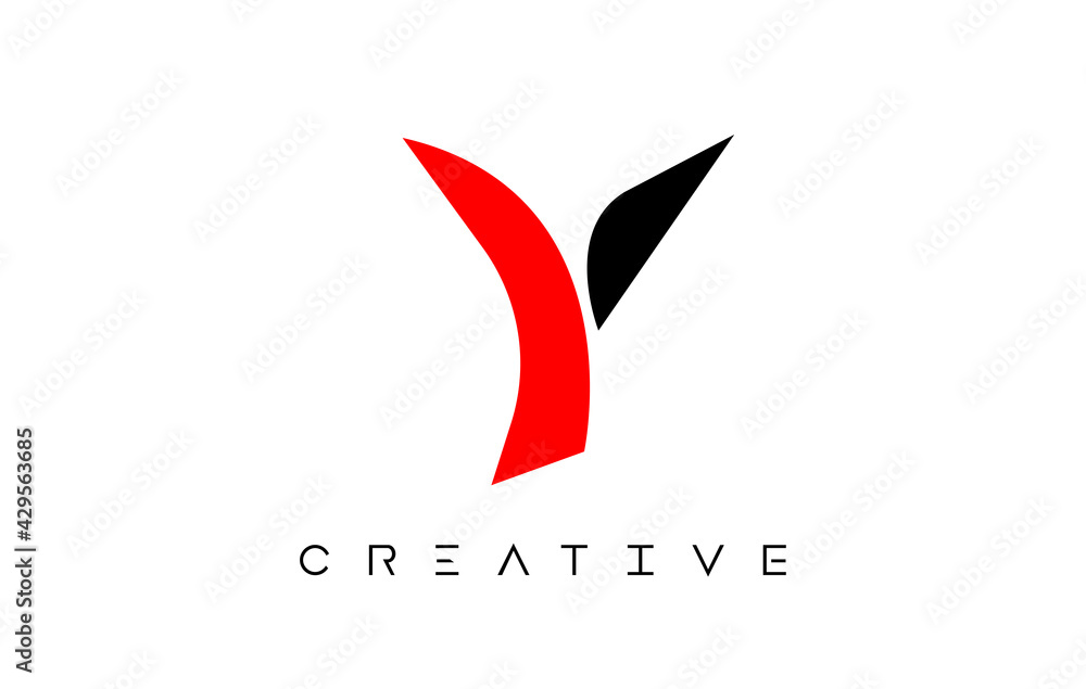 Y Modern Letter Logo Design with Creative Look in Black and Red Colors Vector Y Modern Letter Logo Design with Creative Look in Black and Red Colors Vector