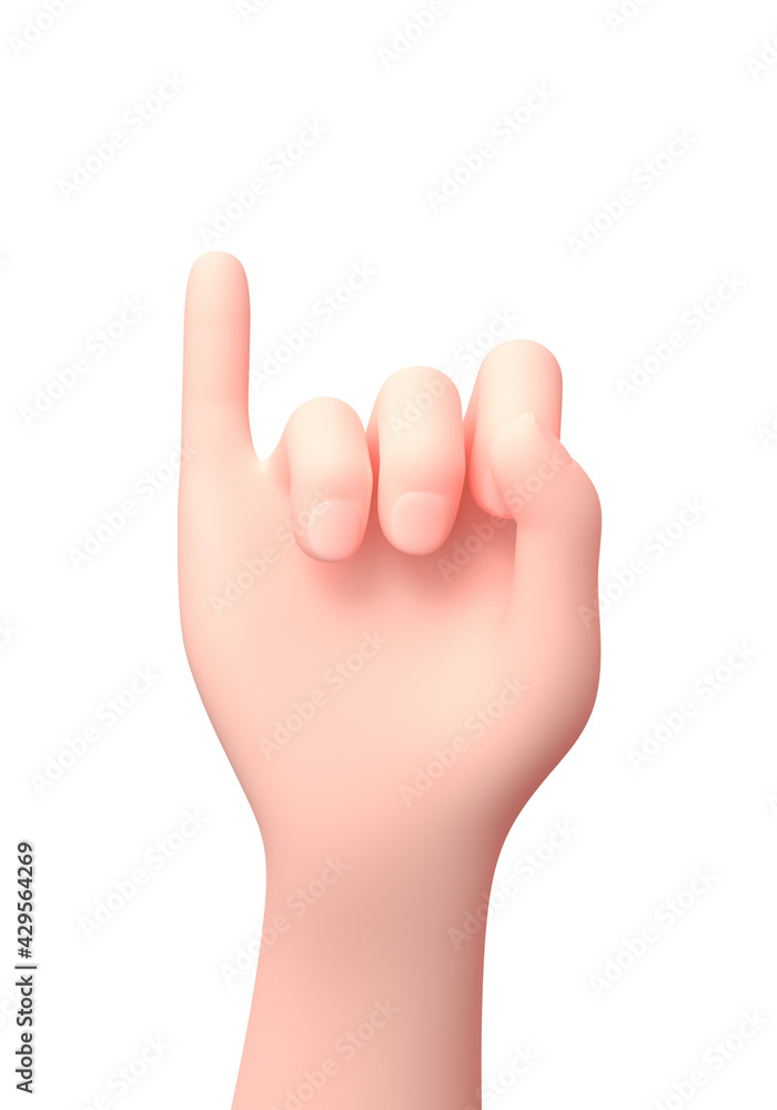 Little Finger Raised Hand. 3D Cartoon Character. Isolated on White Little Finger Raised Hand. 3D Cartoon Character. Isolated on White
