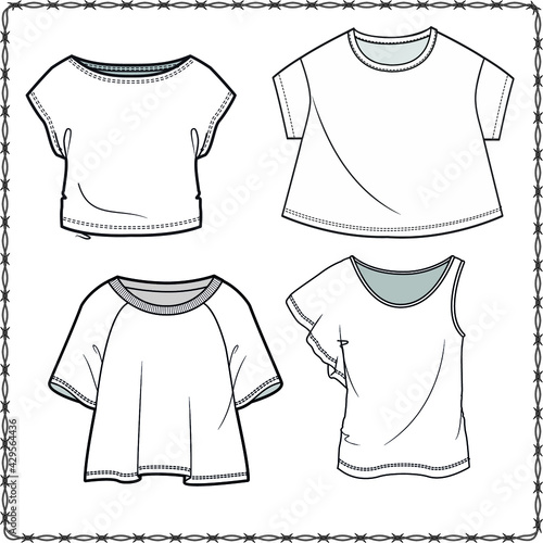 editable fashion kids wear garment flat sketch for creating your own design mockup