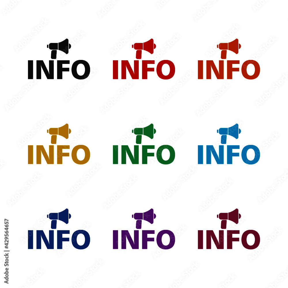 Naklejka premium Info word icon isolated on white background color set