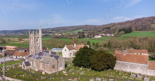Church of SS Quiricus & Julietta, Tickenham, UK. Spring morning at the 11th century Church. 
