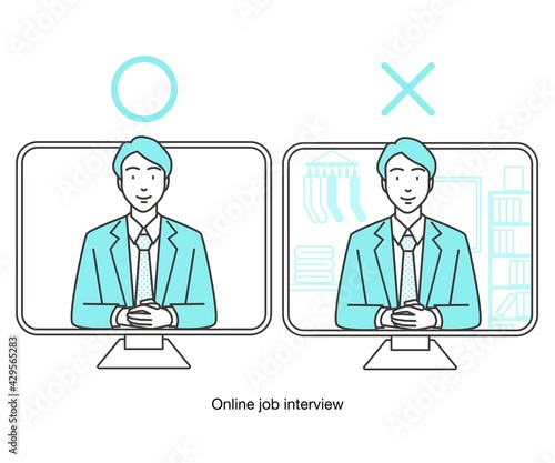 Web面接のイラスト素材 オンライン面接 ベクター