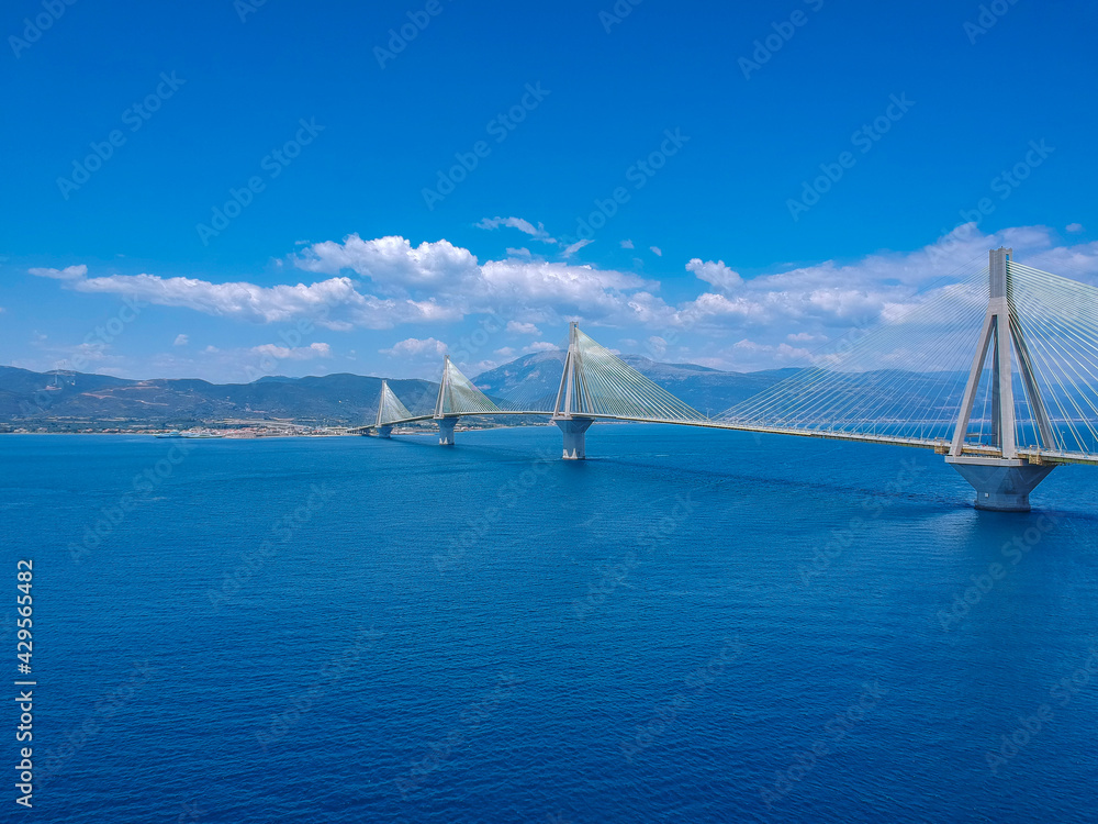 Aerial view of Rio Antirrio or Charilaos Trikoupis Bridge near Patra City, Greece Aerial view of Rio Antirrio or Charilaos Trikoupis Bridge near Patra City, Greece