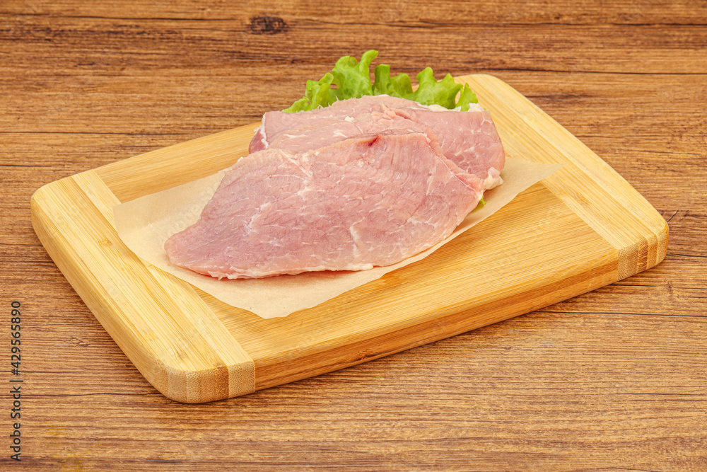 Raw pork steak for cooking