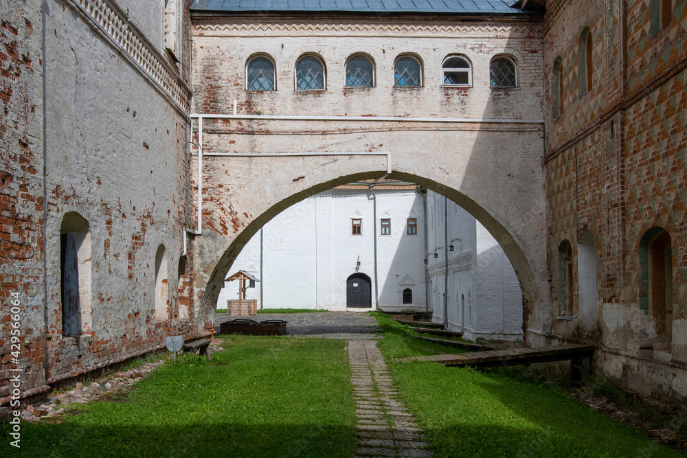 Fototapeta premium Quiet corner of the Rostov Kremlin on sunny summer day. Yaroslavl Oblast, Russia..