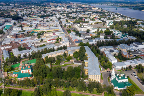 Aerial view of Yaroslavl town on sunny summer day. Yaroslavl Oblast, Russia. © Kirill