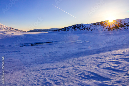 Amazing sunrise in Belmeken, Rila Mountains, Bulgaria