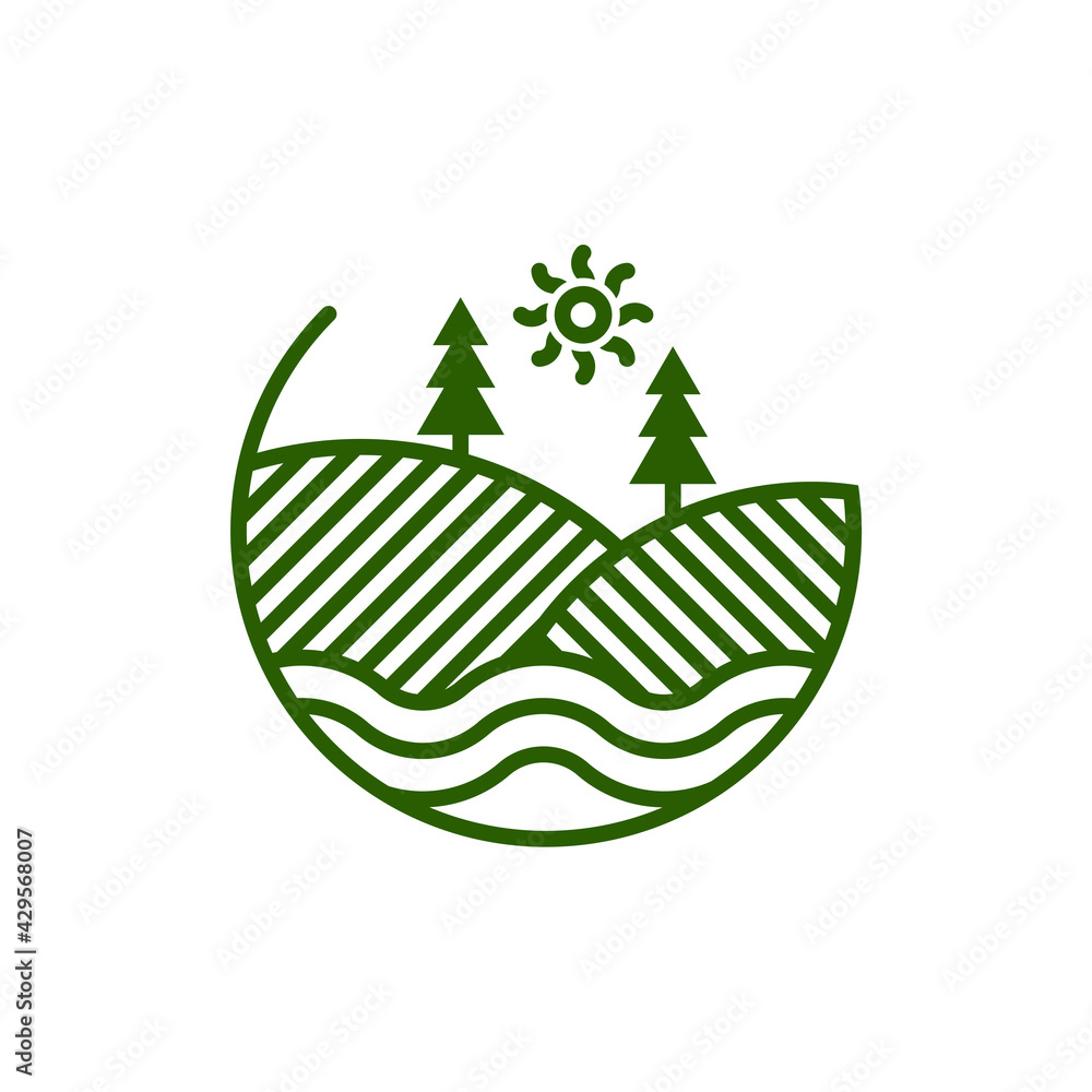 Nature Landscape logo design vector illustration, Creative Nature Landscape logo design concept template, symbols icons Nature Landscape logo design vector illustration, Creative Nature Landscape logo design concept template, symbols icons