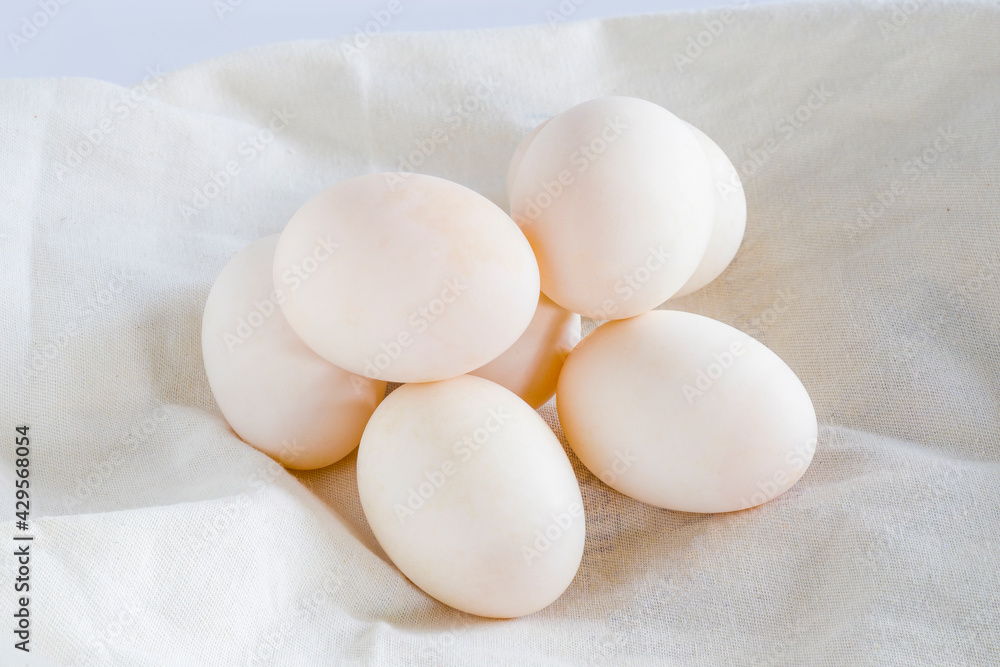 group of fresh white duck eggs group of fresh white duck eggs