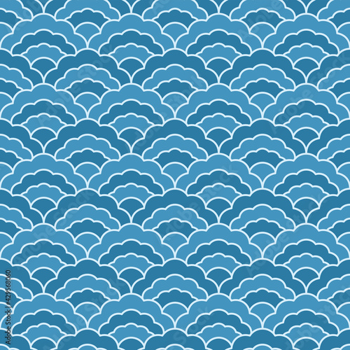 Japanese Clam Shell Wave Vector Seamless Pattern