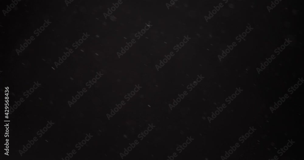Floating white particle dust over black background Floating white particle dust over black background