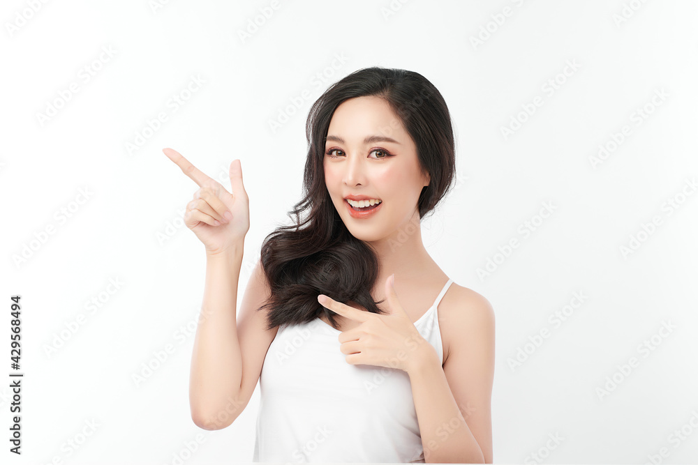 Beautiful young asian woman with clean fresh skin on white background, Face care, Facial treatment, Cosmetology, beauty and spa, Asian women portrait Beautiful young asian woman with clean fresh skin on white background, Face care, Facial treatment, Cosmetology, beauty and spa, Asian women portrait
