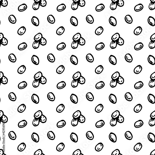 Hand drawn cereal seamless pattern. Vector illustration in sketch style