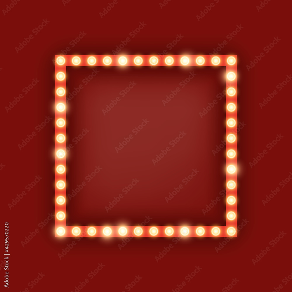 Marquee lights in square frame illustration
