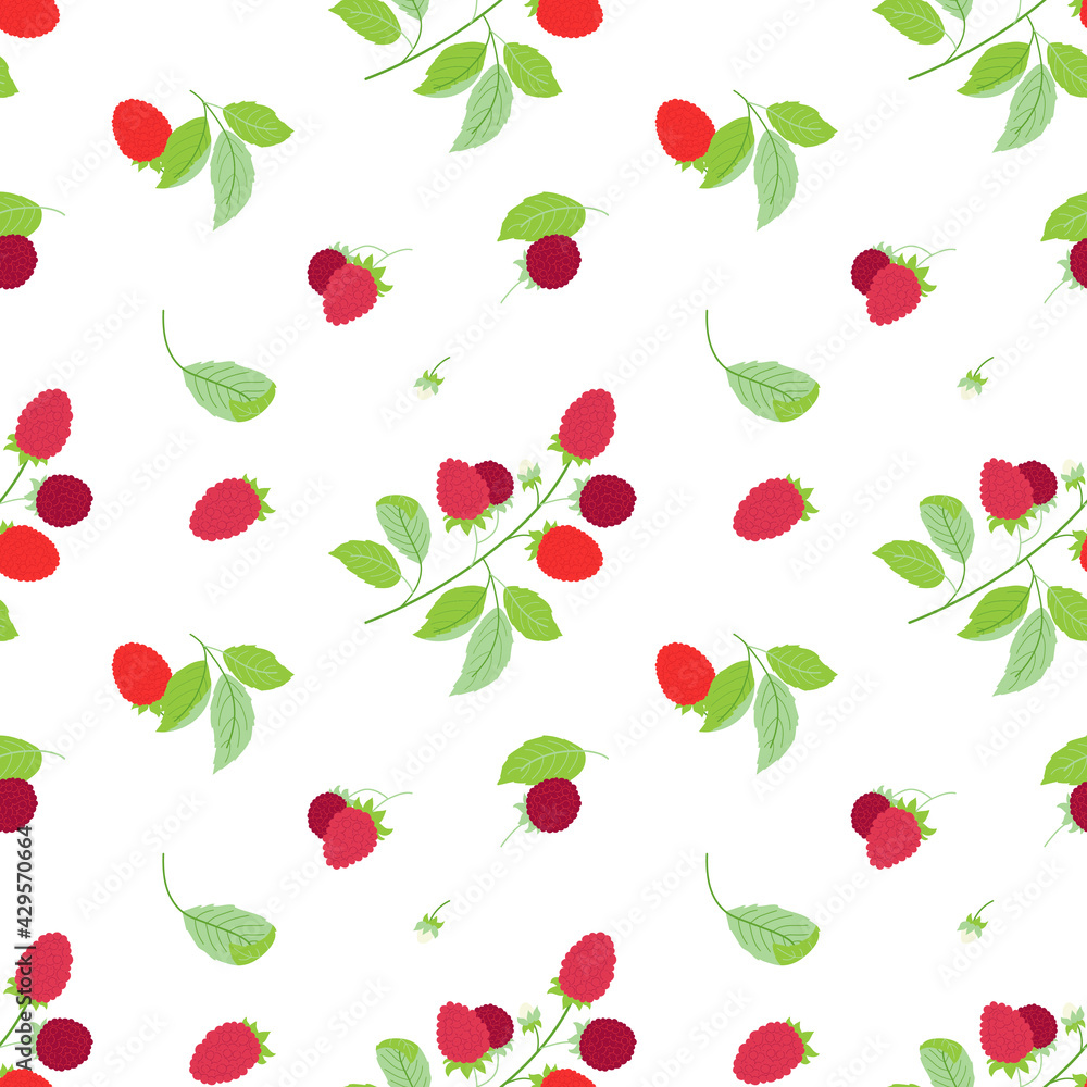 Seamless pattern with raspberries. For prints, backgrounds, wrapping paper, textile, wallpaper, etc. Seamless pattern with raspberries. For prints, backgrounds, wrapping paper, textile, wallpaper, etc.