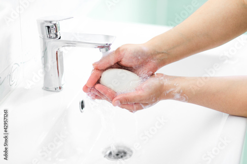 thorough hand washing with soap and water to prevent coronavirus - Image