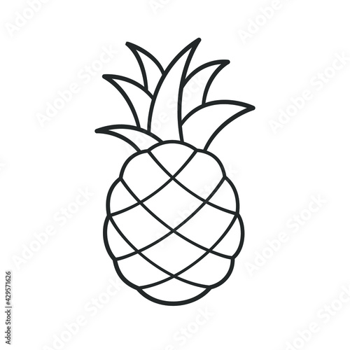 Pineapple cartoon outline clip art. Simple flat vector illustration design. Easy coloring book page activity element for children kids. Sign symbol for agriculture tropical fresh fruit etc.