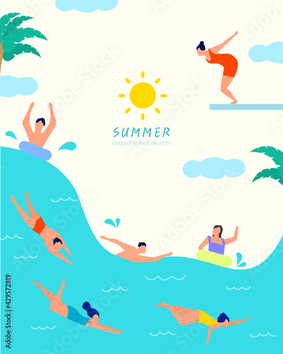 Photography Collection of various summer object illustrations