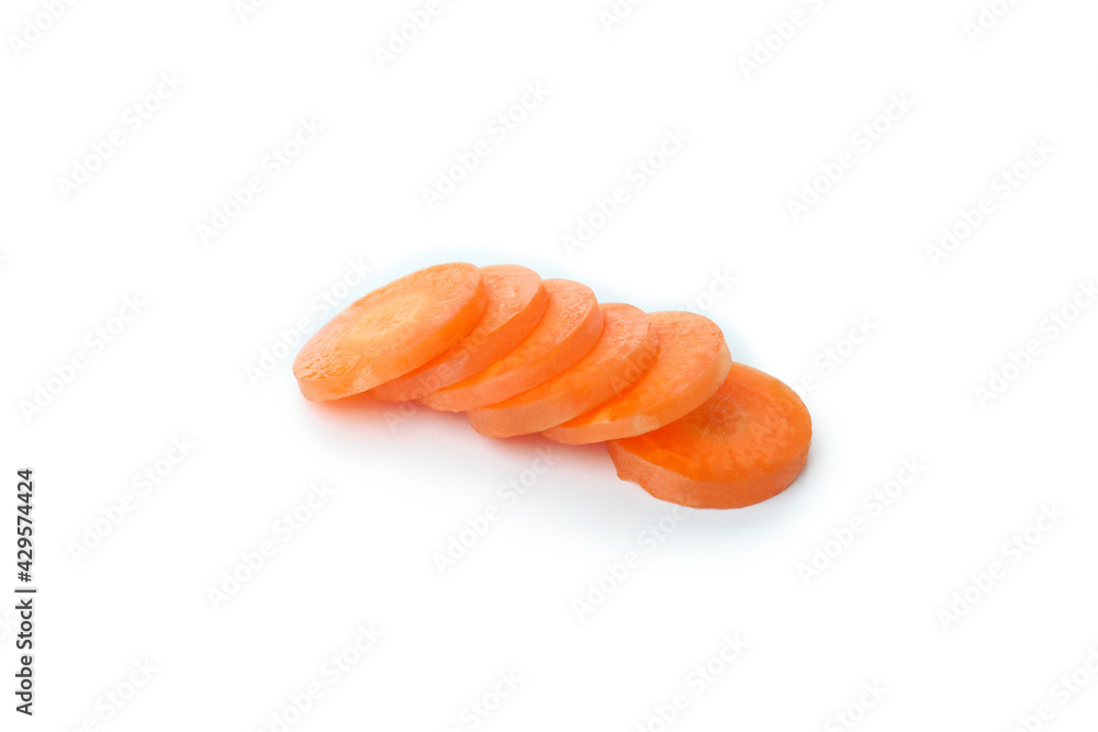 Slices of ripe carrot isolated on white background Slices of ripe carrot isolated on white background