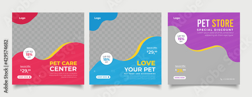 Pet shop banner for social media instagram post template