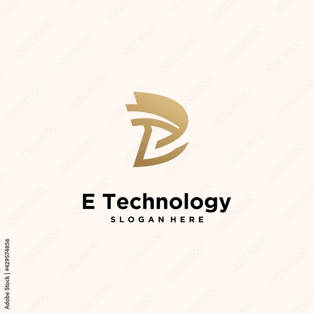 Abstract monogram logo e letter design set, in gold color Abstract monogram logo e letter design set, in gold color