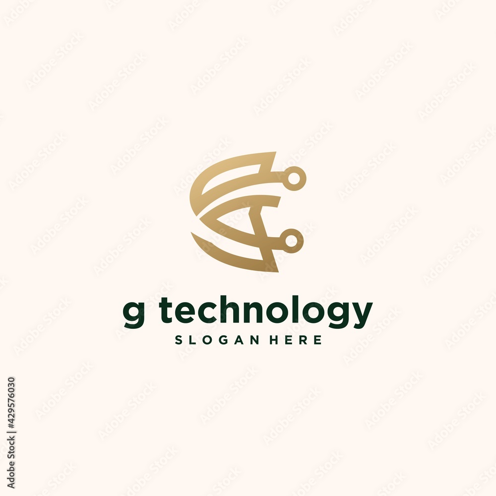 Abstract monogram logo g letter design set, in gold colo Abstract monogram logo g letter design set, in gold colo