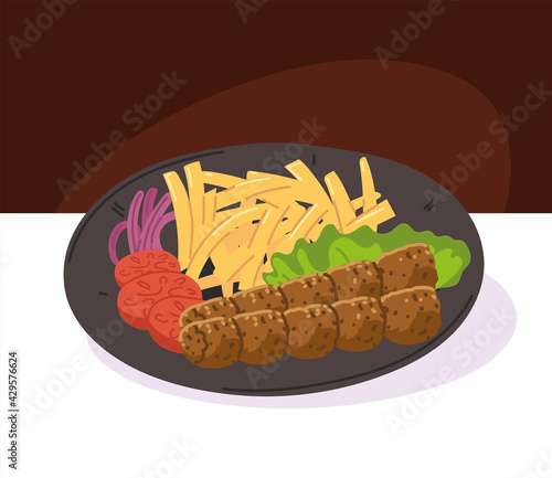 kebab with fries plate