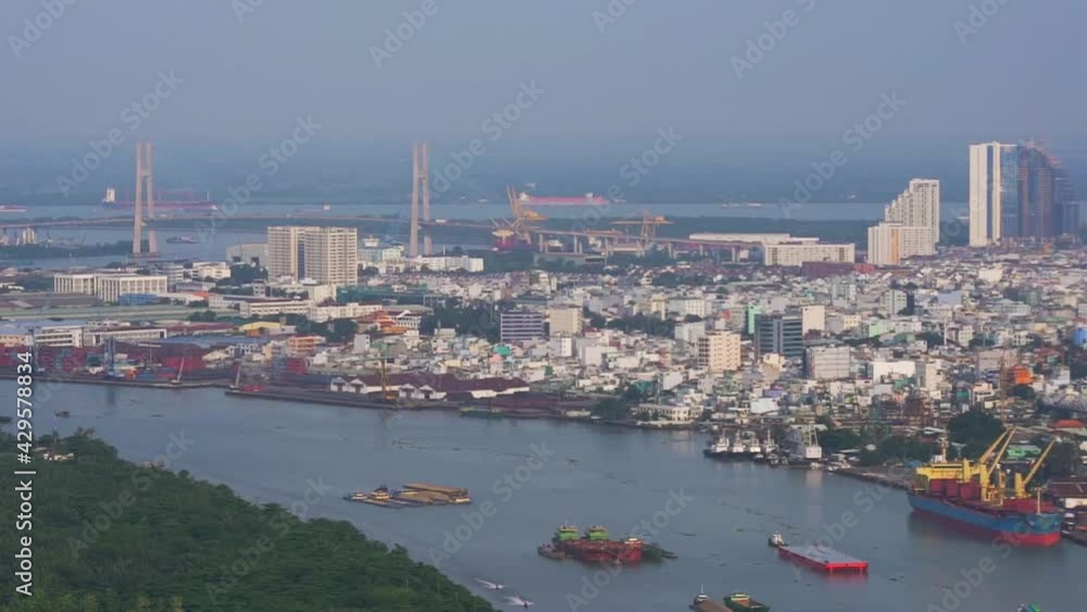 High view of Saigon from top of sky deck panoramic view point development of the country in downtown Ho Chi Minh City, Vietnam High view of Saigon from top of sky deck panoramic view point development of the country in downtown Ho Chi Minh City, Vietnam