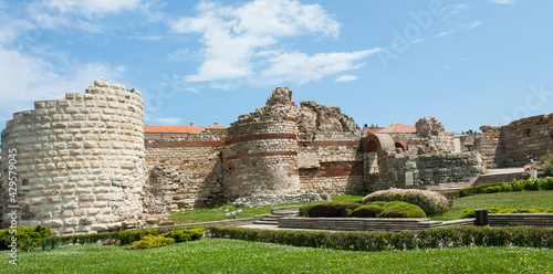 Ruins of old historical centre of the town Nesebar, Nesabar, Bulgaria.