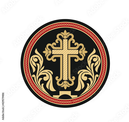 GOLD EMBROIDERY FOR LITURGICAL CLOTHES AND SACRED CEREMONIES. SACRED CATHOLIC SYMBOLS IN ANCIENT STYLE WITH GOLDEN DECORATIONS