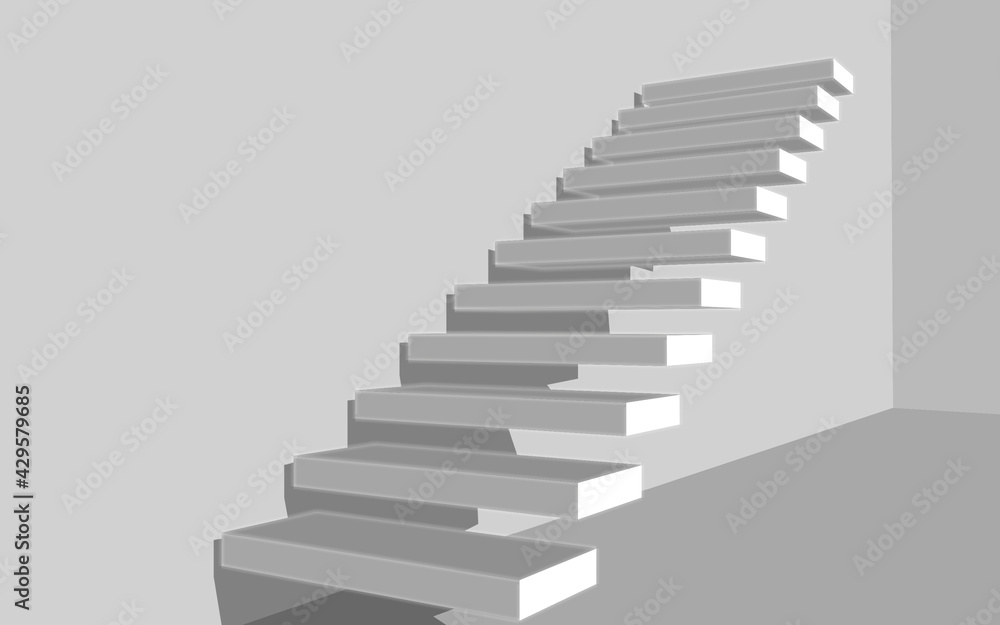 3D steps with shadow. Ladder on a grey background. 3D steps with shadow. Ladder on a grey background.